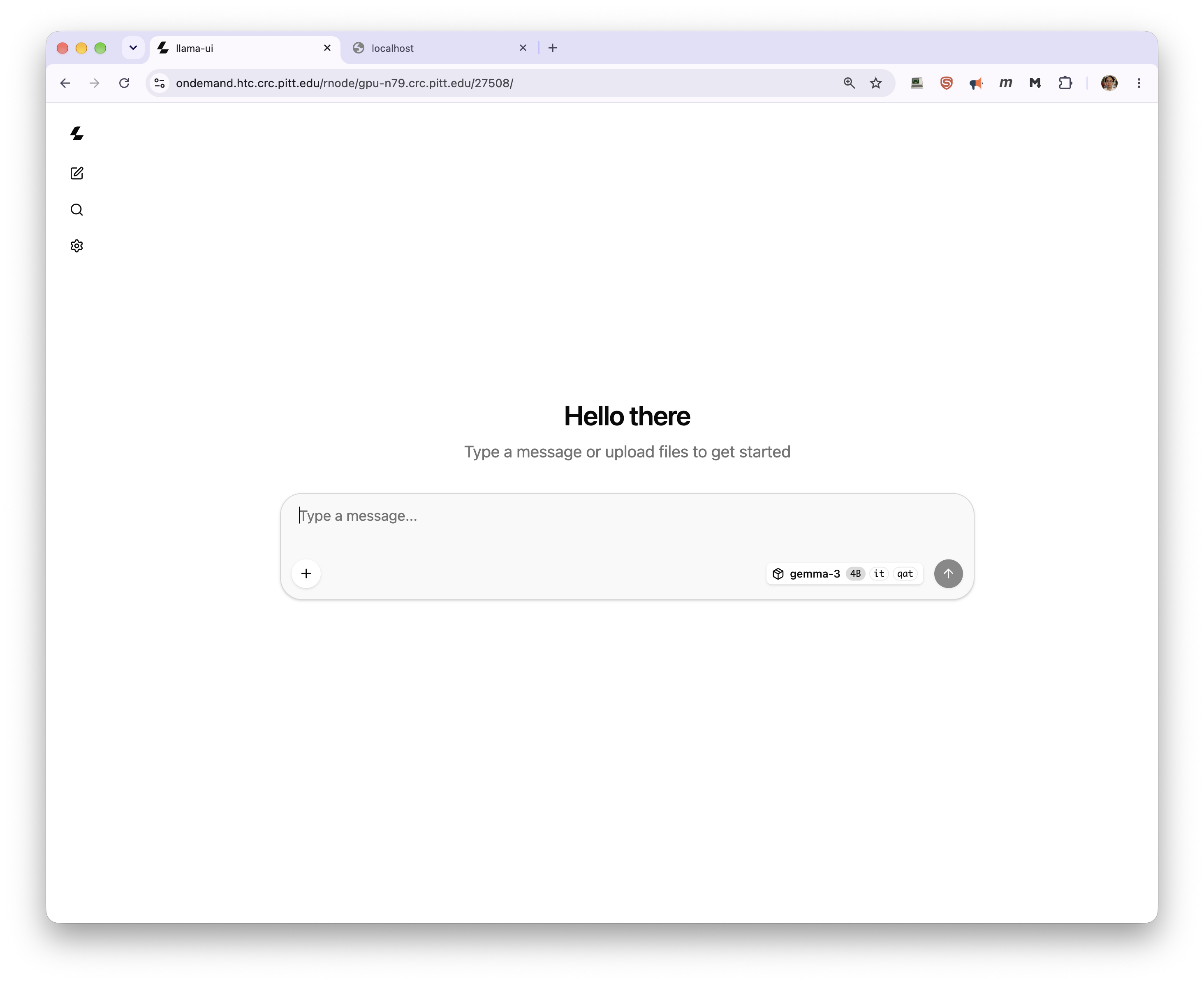 A conversation in llama.cpp's chat interface