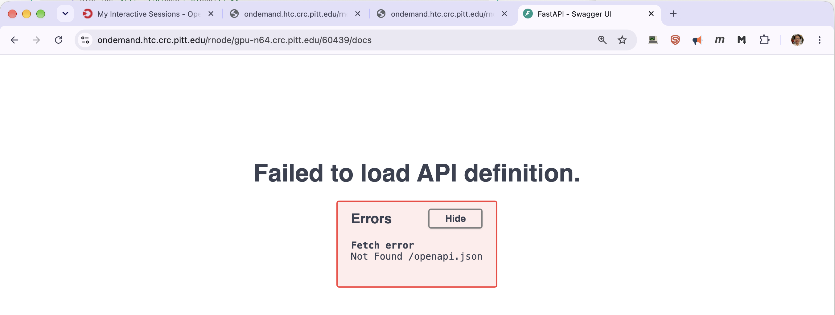 Swagger UI failing to load its API definition