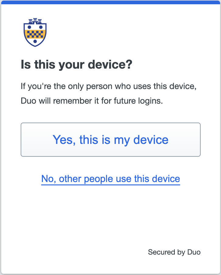 Duo 'Is this your device?' prompt